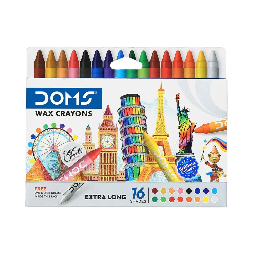 Doms Extra Long Wax Crayon Sets - Student Stationery