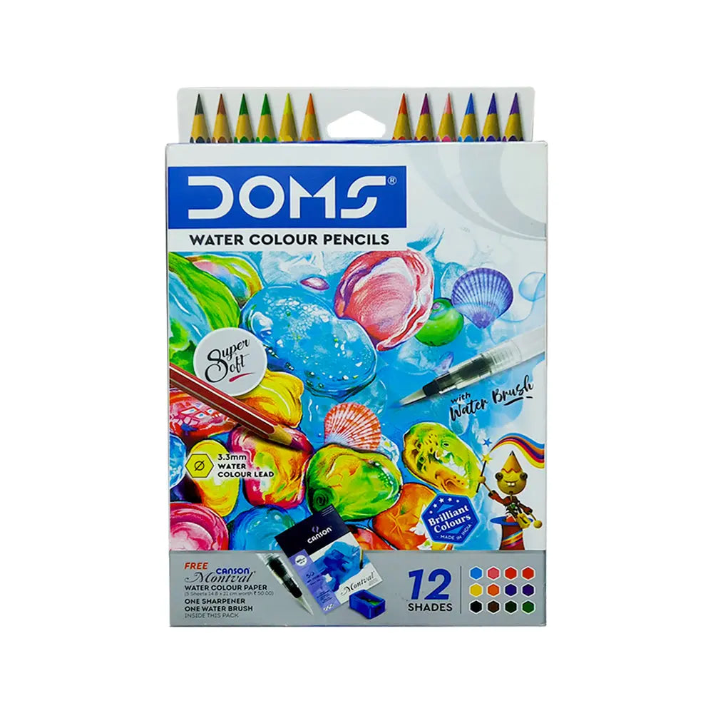 Doms Supersoft Water Colour Pencils Set Of 12 - Student Stationery