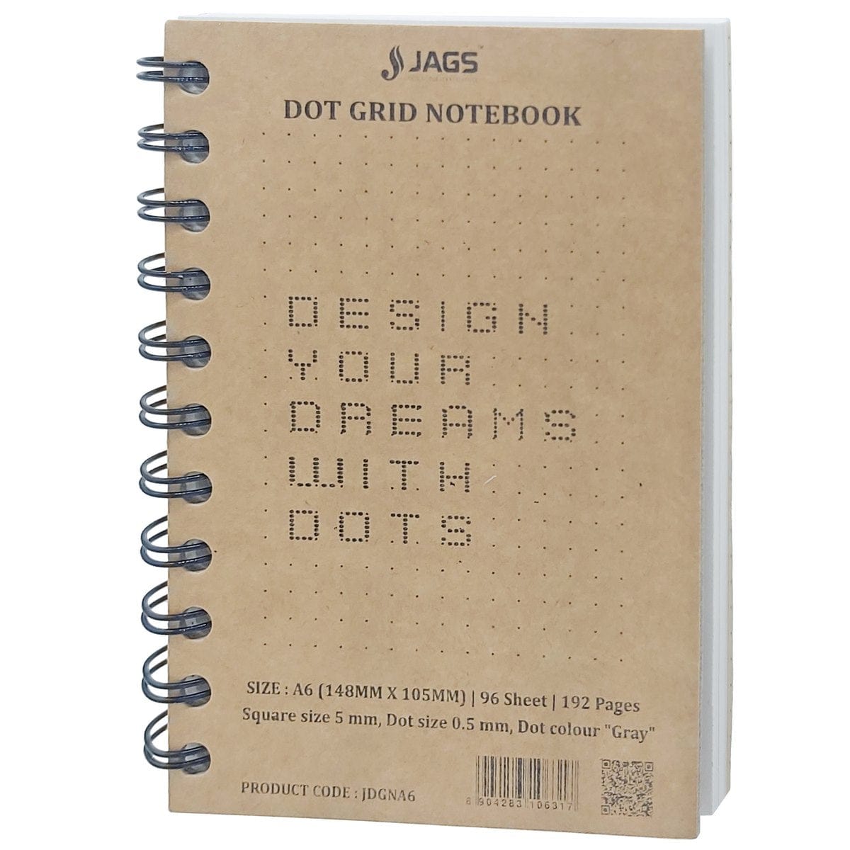 Jags Dot Grid Diary Craft Cover 192Sheet 80Gsm A6 JDGNA6 - Student Stationery