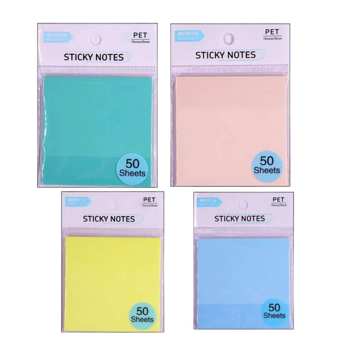 Coloured Transparent Sticky Nots 3X3 ( SET OF 4 COLOUR ) - Student Stationery