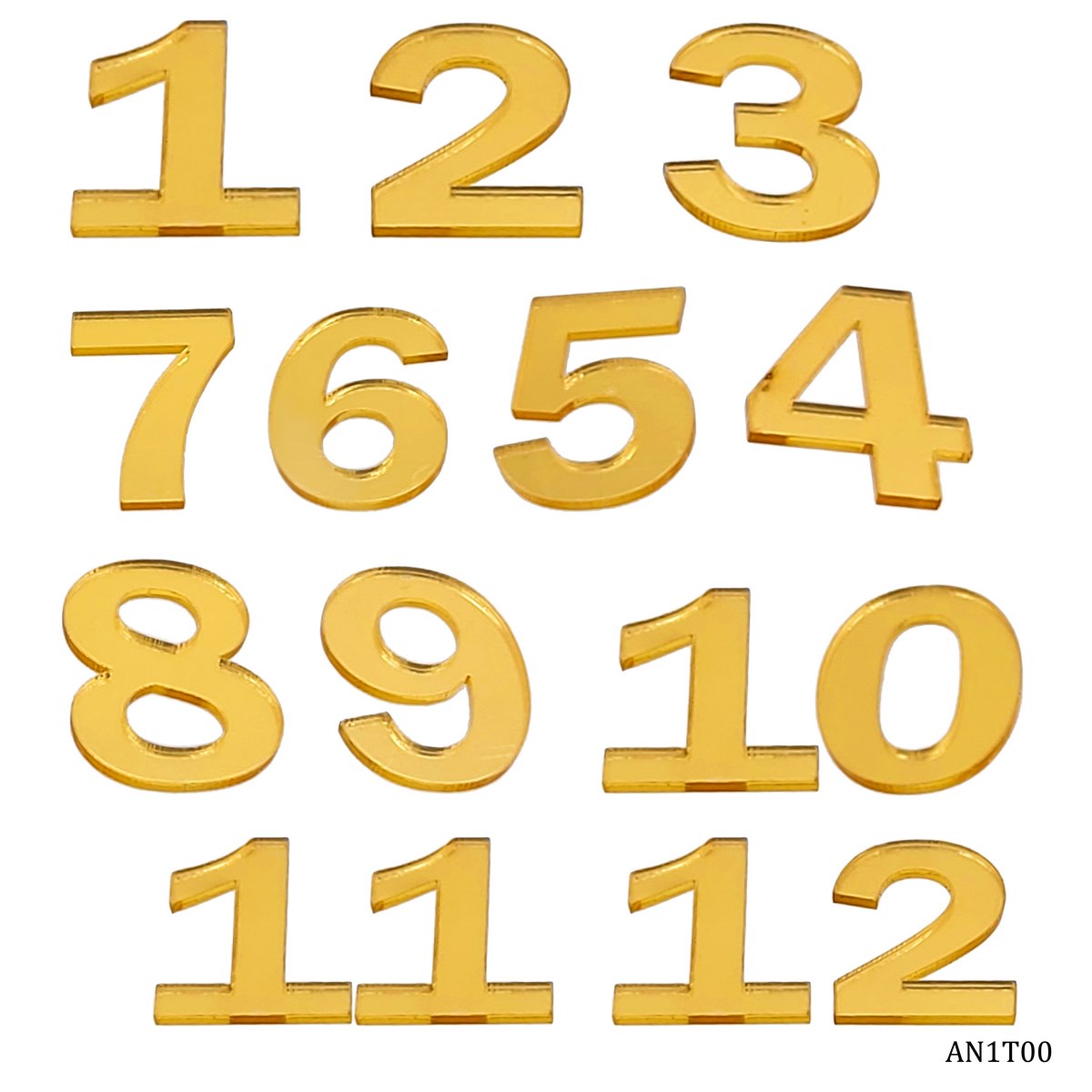 Acrylic Numberical For Clock Gold 12 Pc Set AN1T00 - Student Stationery