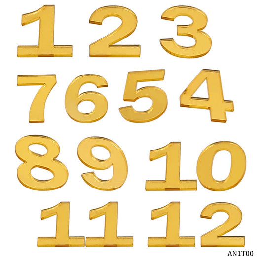 Acrylic Numberical For Clock Gold 12 Pc Set AN1T00 - Student Stationery