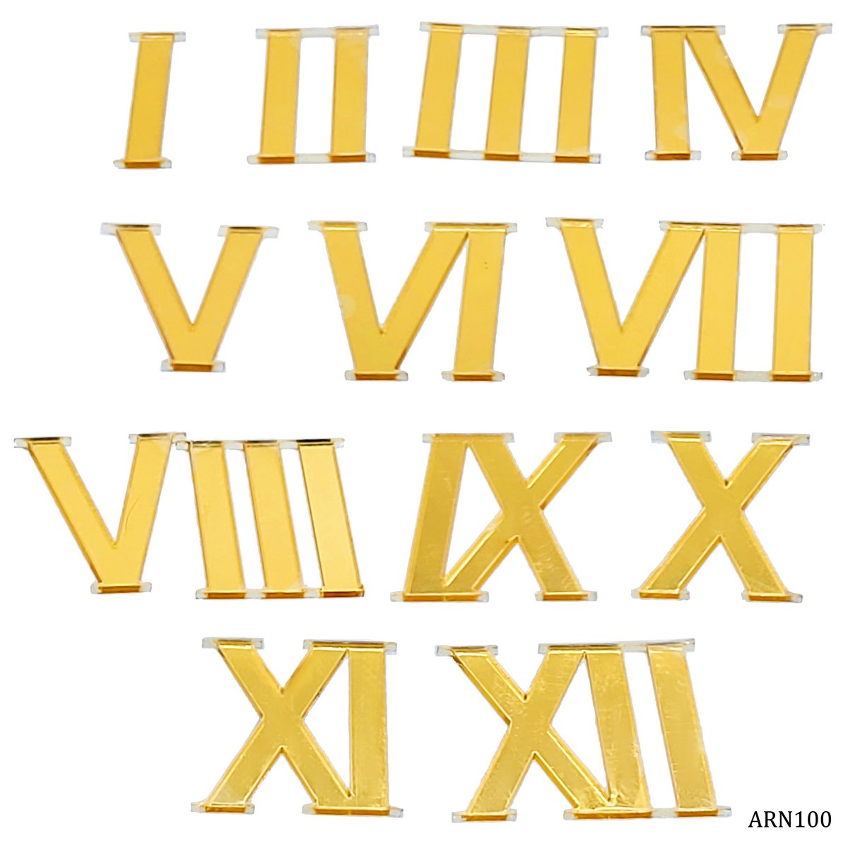Acrylic Roman Number For Clock Gold 12PcSet ARN100 - Student Stationery