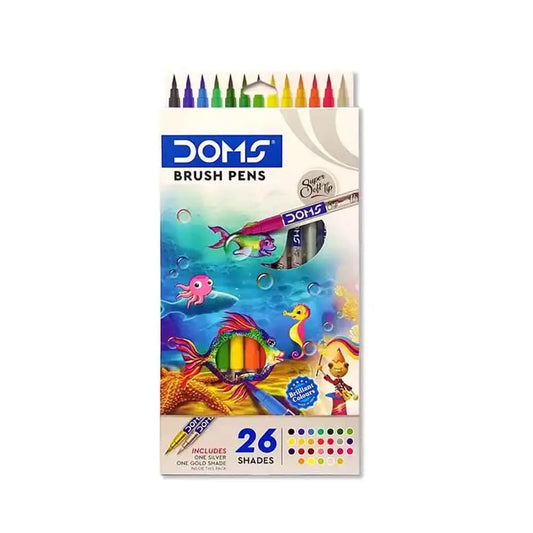 Doms Non-Toxic Multicolor Brush Pen Set Super Soft Fine Tip Brush Pens - Student Stationery