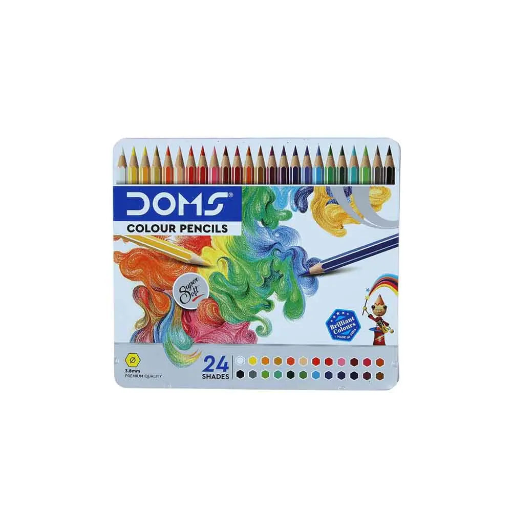 Doms Supersoft Colour Pencil Sets - Flat Tin (3.8mm) - Student Stationery
