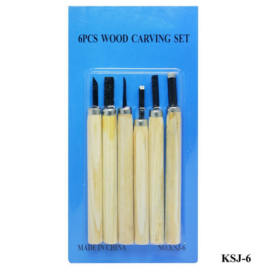 Knife Carving Set Wooden 6pcs KSJ-6 - Student Stationery