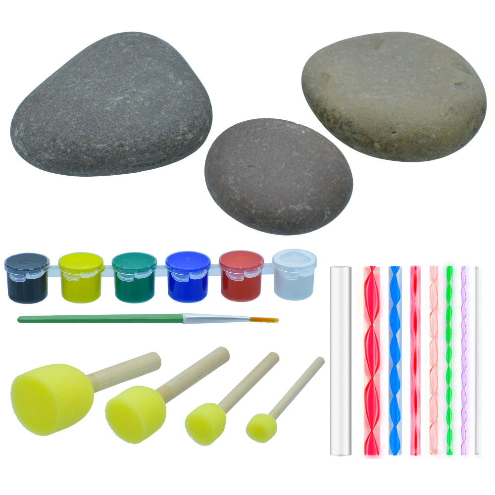 Jags Rock Art Kit Painting Ideas Flat Shape Stone - Student Stationery