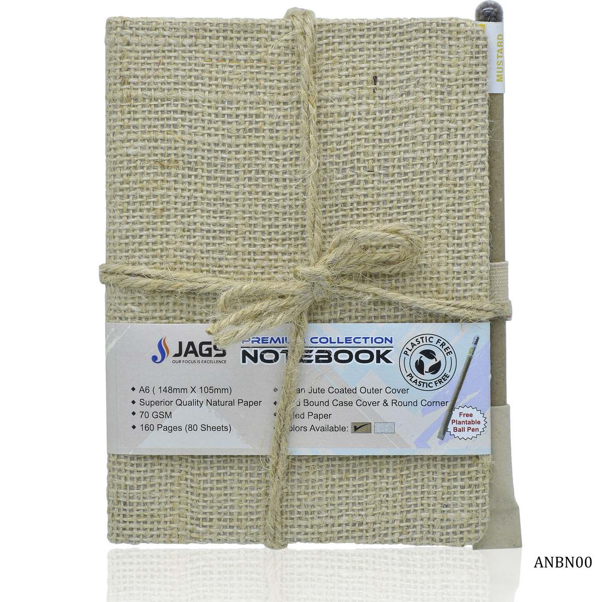 A6 Diary Natural Jute Cover 160 Pages 80 Sheet ANBN00 - Student Stationery