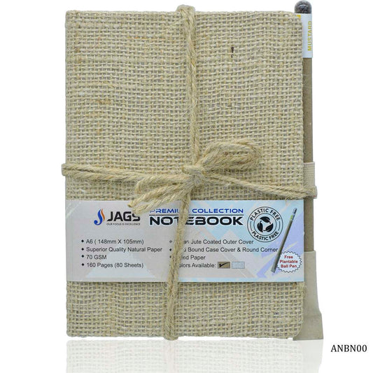 A6 Diary Natural Jute Cover 160 Pages 80 Sheet ANBN00 - Student Stationery