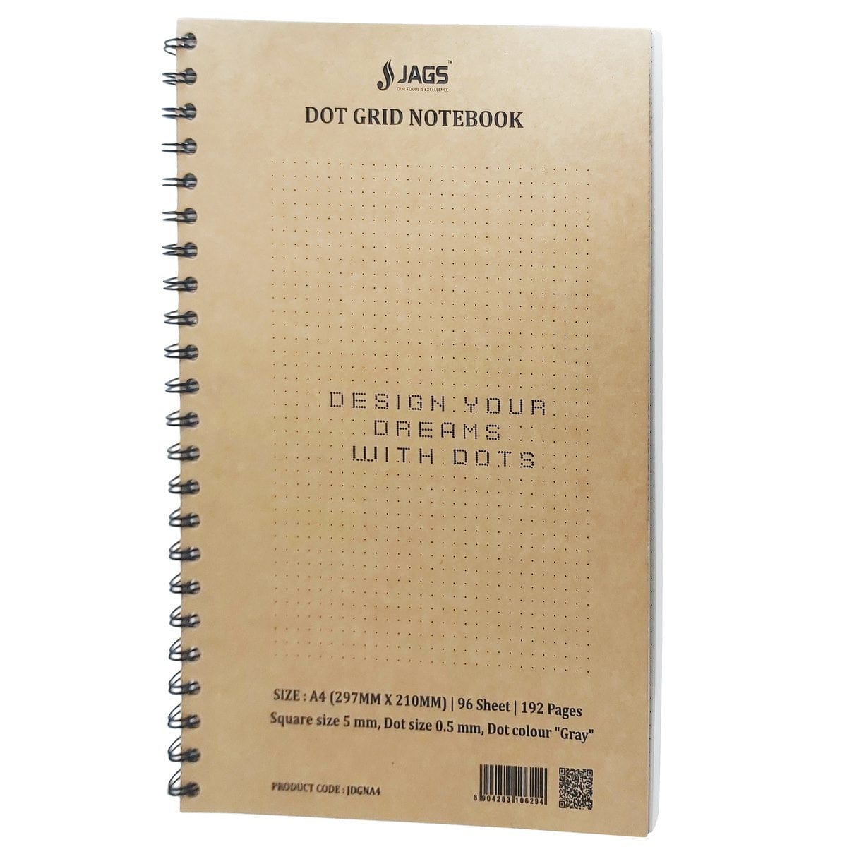 Jags Dot Grid Diary Craft Cover 192Sheet 80Gsm A4 JDGNA4 - Student Stationery