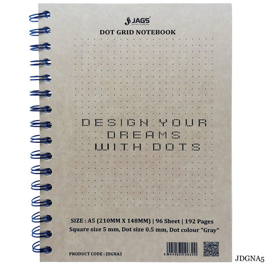 Jags Dot Grid Diary Craft Cover 192Sheet 80Gsm A5 - Student Stationery