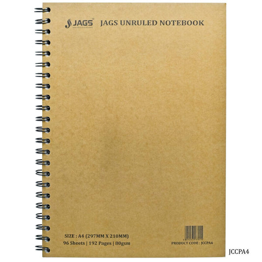 Jags Unruled Diary Wiro 192Sheet 96Pages 80Gsm A4 JCCPA4 - Student Stationery