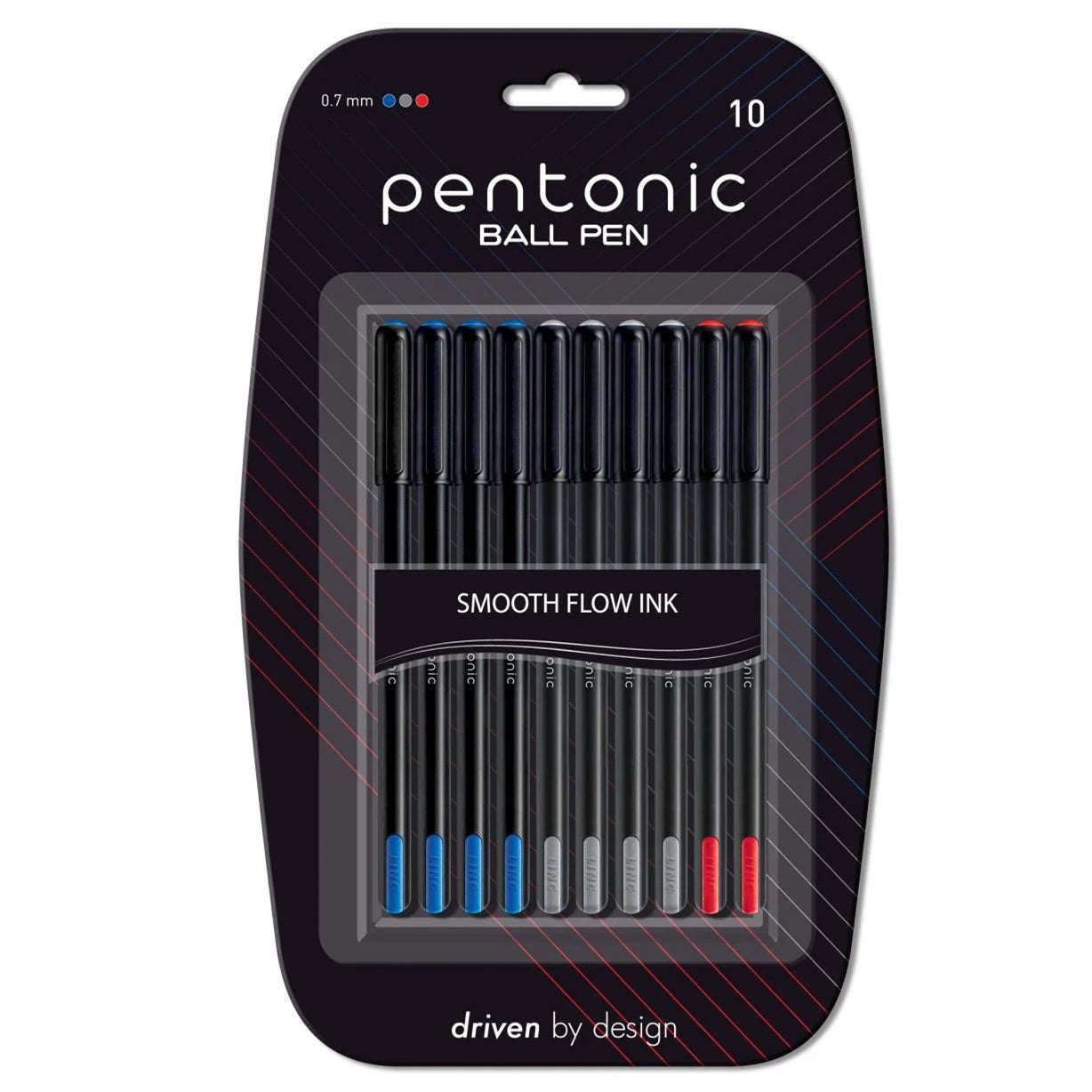 Pentonic Smooth Flow Ink 0.7mm Ball Pen Blister Pack - Student Stationery