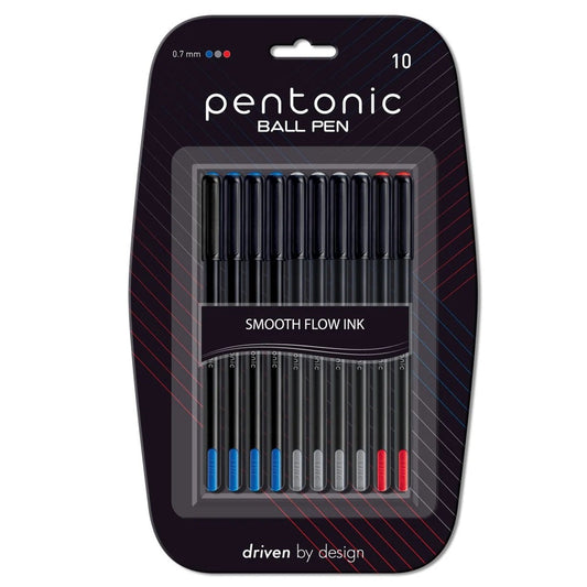 Pentonic Smooth Flow Ink 0.7mm Ball Pen Blister Pack - Student Stationery